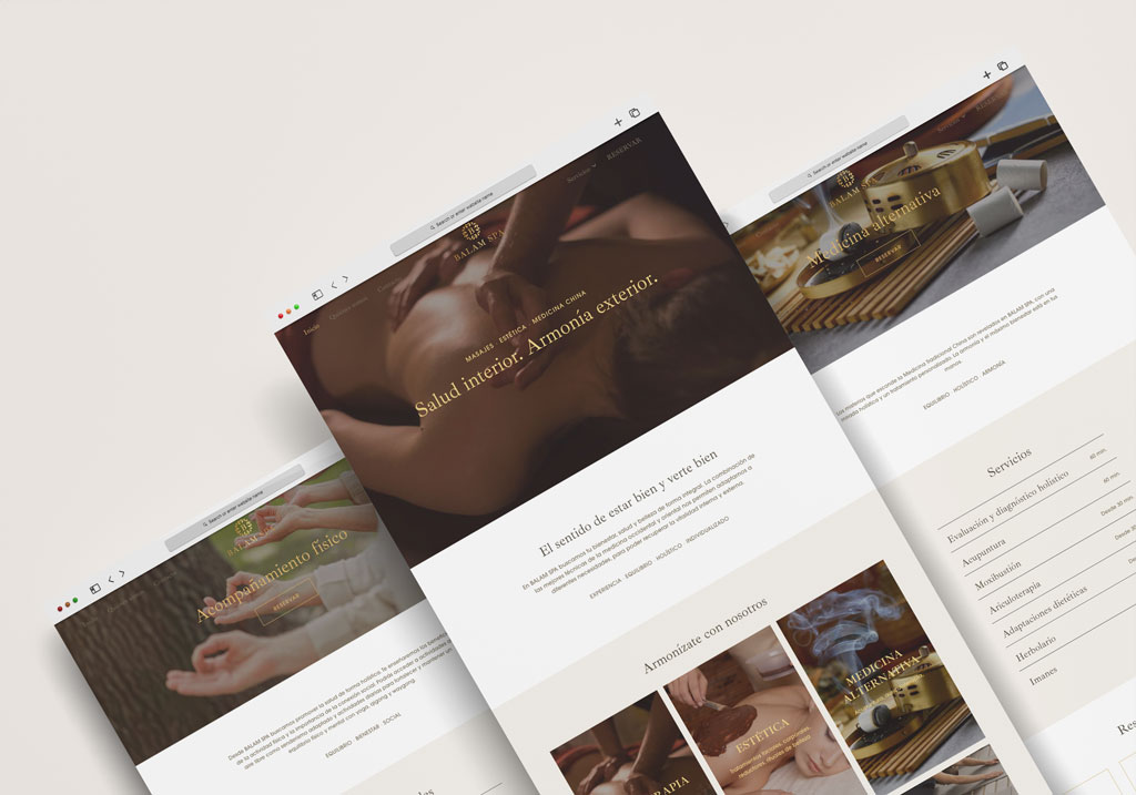 Detalle del diseño web de Balam Spa