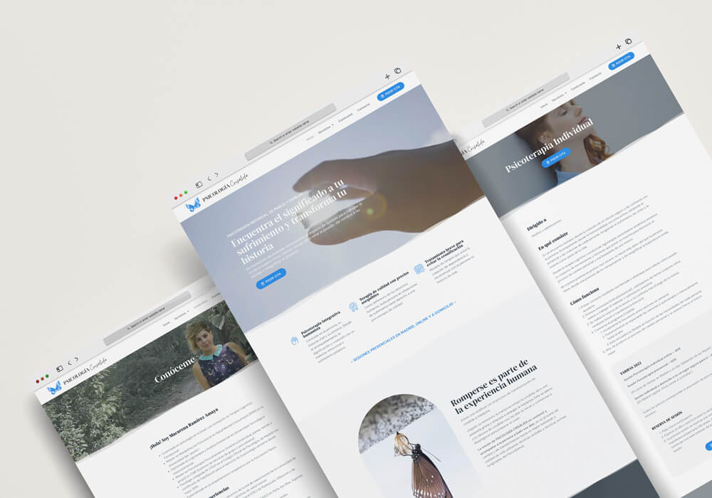 Detalle del diseño web de Psicología Crisálida
