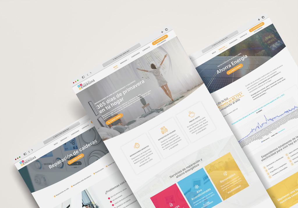 Detalle del diseño web de climatización