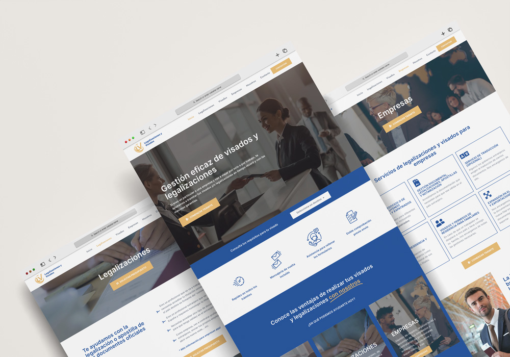 Detalle del diseño web de Legalizaciones y Visados